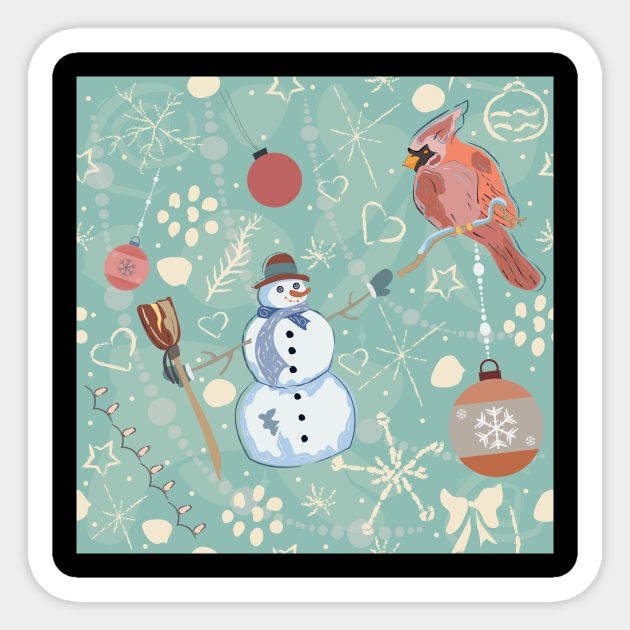 Cardinal and Snowman Sticker by Creative Meadows